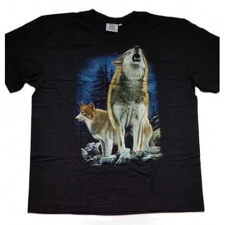 Tričko pro dospělé - vlci vyjící, černá