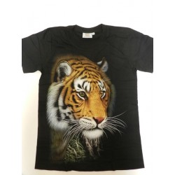 Tričko pro dospělé - tygr hnědý hlava, černá
