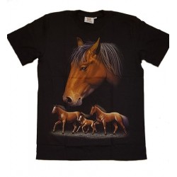 Tričko pro dospělé - koně, černá