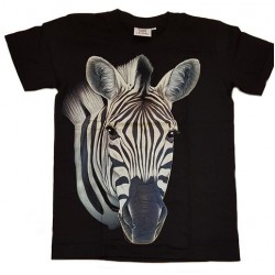 Tričko pro dospělé - zebra hlava, černá