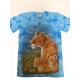 Tričko pro dospělé - lvice s mláďaty, modrá b