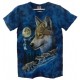 Tričko pro dospělé - vlk a měsíc, modrá b