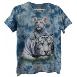 Tričko pro dospělé - bílý tygr s mládětem, zelená b