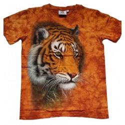 Tričko pro dospělé - tygr hnědý hlava, hnědá batika