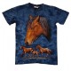 Tričko pro dospělé - koně, modrá b