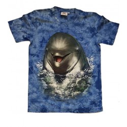 Tričko pro dospělé - delfín, modrá batika