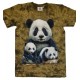Tričko pro dospělé - pandy, zelená batika