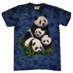 Tričko pro dospělé - pandy, modrá batika