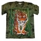 Tričko pro dospělé - tygr hnědý v bambusu, zelená batika