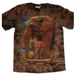 Tričko pro dospělé - sloni, hnědá batika