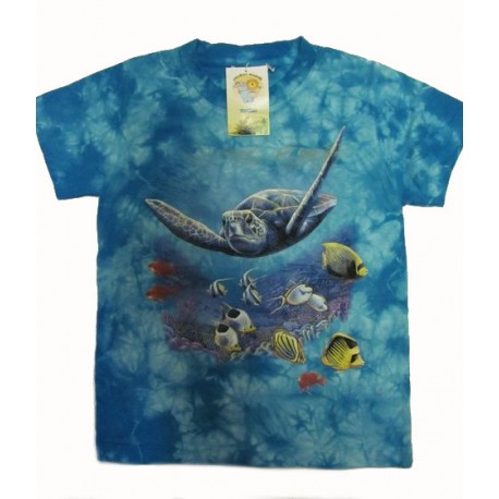 Tričko pro děti - želva, modrá batika