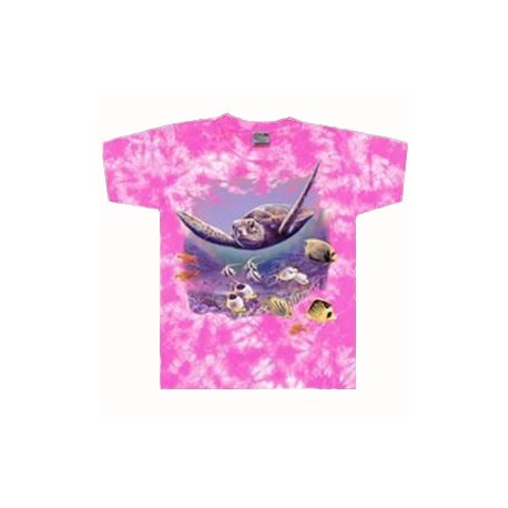 Tričko pro děti - želva, růžová batika
