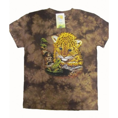 Tričko pro děti - levhartí mládě, hnědá batika