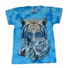 Tričko pro děti - bílý tygr, modrá batika