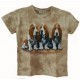 Tričko pro děti - pes baset, béžová batika