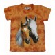 Tričko pro děti - koně, oranžová batika