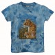Tričko pro děti - lvice s mláďaty, modrá batika
