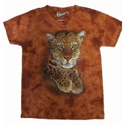 Tričko pro děti - levhart, oranžová batika
