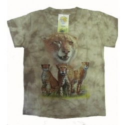 Tričko pro děti - gepardi, béžová batika