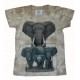 Tričko pro děti - sloni, béžová batika