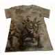 Tričko pro děti - triceratops a styrakosaurus, béžová batika