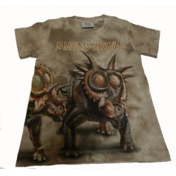 Tričko pro děti - triceratops a styrakosaurus, béžová batika