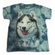 Tričko pro děti - pes husky, modrá batika