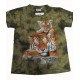 Tričko pro děti - tygr hnědý s mládětem, zelená batika
