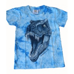 Tričko pro děti - T-Rex hlava, modrá batika