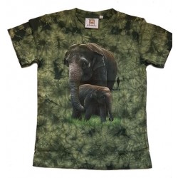 Tričko pro děti - sloni, zelená batika