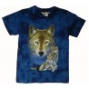 Tričko pro děti - vlk, modrá batika