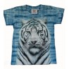 Tričko pro děti - bílý tygr hlava, modrá batika