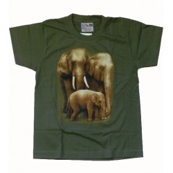 Tričko pro děti - sloni, zelená
