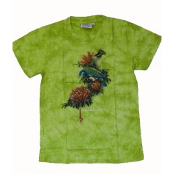 Tričko pro děti - ptáci, zelená batika