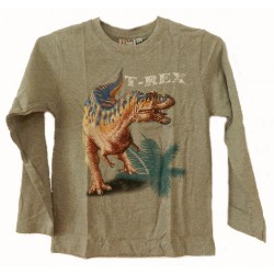 Tričko pro děti, dlouhý rukáv - T-Rex, šedá