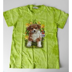 Tričko pro děti - pejsek, zelená batika