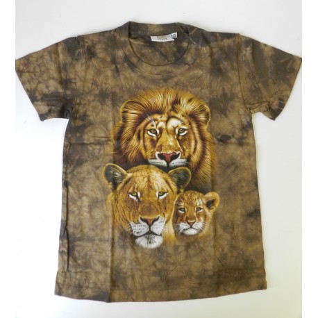 Tričko pro děti - lví rodina, hnědá batika