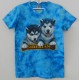 Tričko pro dospělé - husky 2x, modrá batika