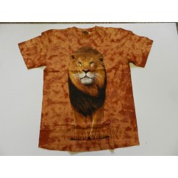 Tričko pro dospělé - lev, oranžová batika