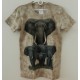 Tričko pro dospělé - slon, béžová batika