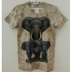 Tričko pro dospělé - slon, béžová batika