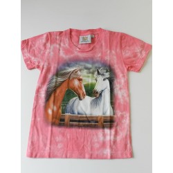 Tričko pro děti - kůň, červená batika