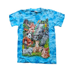 Tričko pro dospělé - zoo, modrá batika
