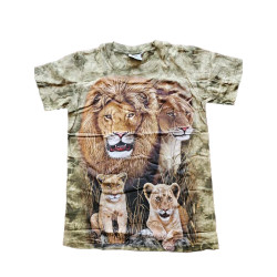 Tričko pro dospělé - lví rodina, zluta batika