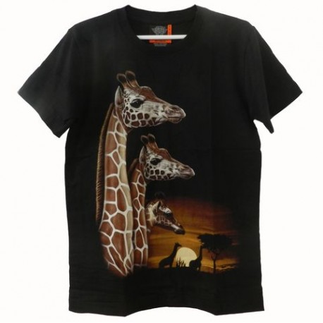 Tričko pro dospělé - žirafy, černá
