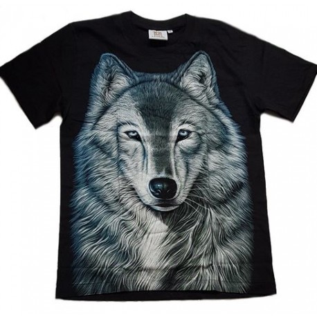 Tričko pro dospělé - vlk hlava, černá